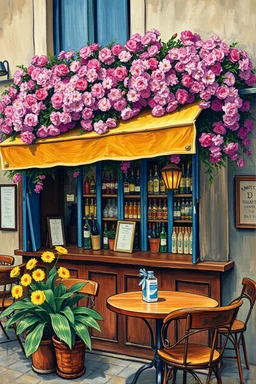 van gogh bar with flowers