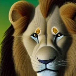 Lion King animated White male lion Chachi emerald green eyes