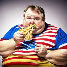 patriotic repulican fat american eating fries