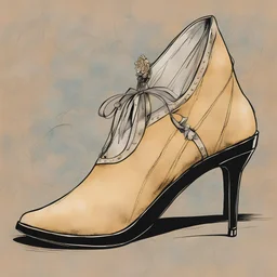 create simple women's Regency style shoes with decorative contrasting stitching, in fine suede leather, illustrated in the comic book style of Bill Sienkiewicz and Frank Miller, highly detailed, 4k