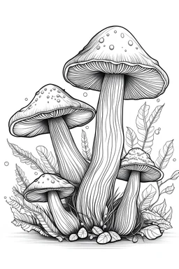 coloring book, mushroom,clear,no background