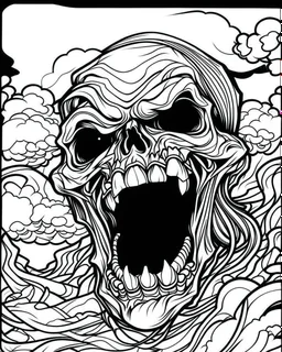 create a 2d black outline, "scary psycho monster death killer deformation on face and psycho smile coloring book for adults", coloring page, low details design, black contour, coloring page design, coloring page for adults,horror background, black contour and white space beetween contour, same contour,sketch style, horror style, creepy style, minimalist, halloween background,simple, white background