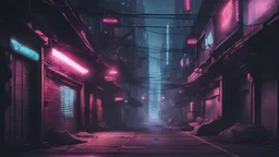 cyberpunk style sky city alley
