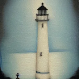 tiny oil painting of tiny lighthouse, plain white background, solid white background, tiny white canvas, tiny white frame, plain white wall, melancholy, tender, moody, vintage, delicate arrangement, beautiful composition, etsy, aesthetic layout, plain solid white background