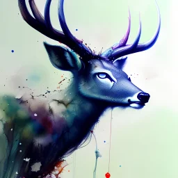 deer , 3D, leaning pose, watercolor illustration by <agnes cecile> <Yoji Shinkawa>,