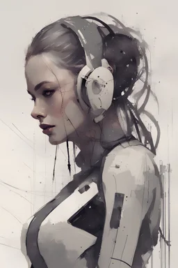 Virtual girl-neural network, cyberpunk, dystopia, by Florian Nicolle