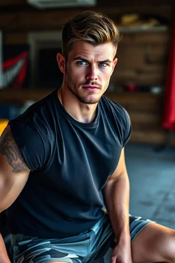 ProtoVision - Absolute Reality - Realism Engine XL - PhotoReal, (((What if Molly Ringwald was a handsome man who is extremely muscular, with a short, military style buzz-cut, pixie-cut hairstyle and goatee, wearing a black muscle shirt and Bermuda shorts:1.5))), 4k, 8k, 32k UHD, Hyper realistic, extremely colorful, vibrant, photorealistic, realistic, sharp, highly detailed, professional quality, beautiful, awesome, majestic, superb, trending on artstation, pleasing, lovely, Cinematic, gorgeous,