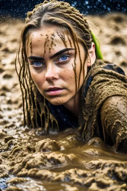 Cara delevingne ,army trenches,Muddy,wet face,laying in mud,chaotic conditions