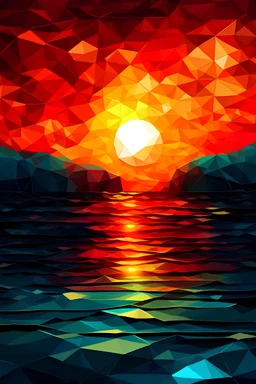 Un atardecer abstracto en el mar al estilo de Xul solar