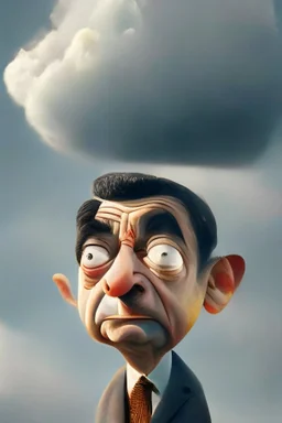 mr bean as a cloud, 4k, trending on artstation, depth of field, high detail, backlit