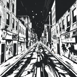 dirty back streets ghettoblaster abstract particles waves length sonic capacity black and white cube
