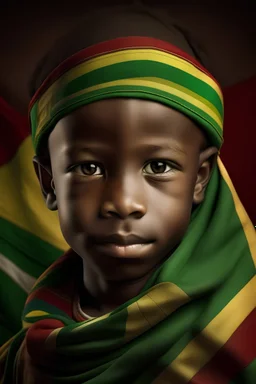 Imagine a young boy, blending Mexican and African heritage, proudly holding the flag of Senegal. His mixed ethnicity is reflected in his features, creating a harmonious blend of Mexican and Senegalese cultures. The image beautifully captures the diversity and rich cultural tapestry embodied by this young individual.