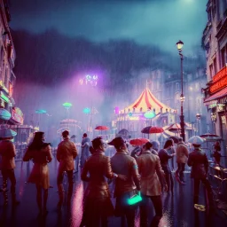 Ultra Realistic selfie, drunken sexy women, carnival night scene, circus steampunk. Rain, confeti, Sunglasses, smoking, happy, festival, red fog. highly detailed, concept art, unreal engine 5, ray tracing, RTX, lumen lighting, ultra detail, volumetric lighting, 3d, finely drawn, high definition, high resolution.