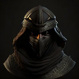 Arab warrior, rounded, 3D, 8k, black background