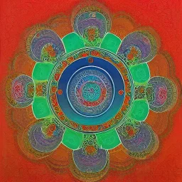 spiritual chakra consciousness of Indian architecture in Tibetian painting style