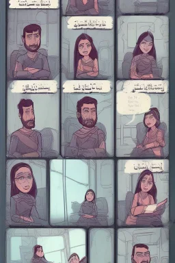 Story comic Illustrated Stories One day, Queen Batoul wassitting with her team called the “Tea Council”. Her team consisted of: - Rauf, her daughter and the hero of the tribe - Professional royal writer - Live Barbie game - Comedian Jim Carrey -Former US President Donald Trump In a large room with wide windows letting in natural light, light colors, plants, modern furniture, and a modern interior design. They were thinking of a new interior design for the palace. Meanwhile, they drank