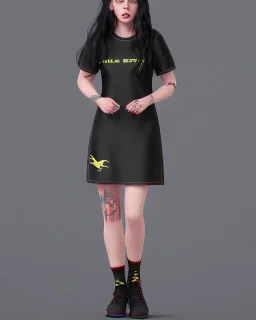 Billie Eilish, Black Short Dress, high detail