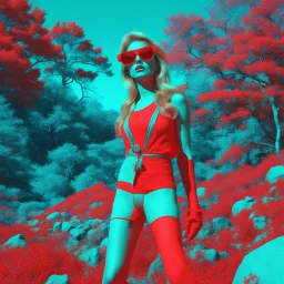 (psychedelic 3D anaglyph red-cyan glasses required) Jody Banks, The Fall Guy, Heather Thomas