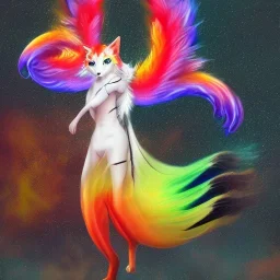 A rainbow Kitsune with wings