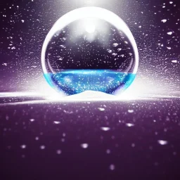 fantasy concept art, dynamic lighting, Intricately detailed, Splash screen art, deep color, Unreal Engine, volumetric lighting, white ice snowglobe, white ice snowglobe closeup, raindrops, night,