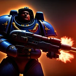 Space marine wearing heavy armor and shooting dinosaur, big gun, 8k, unreal engine 5,high res.