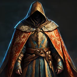 Closeup of an old, cloak that has been used by assassins and can help its user to merge with the shadows. Lightweight. On armor stand. No detailed background.Magical. Epic. Dramatic, highly detailed, digital painting, masterpiece