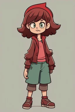 персонаж из вселенной Гравити Фолз, Персонаж женского пола, спортивного телосложения и низкого роста. Цвет кожи персонажа — капучино. Волосы персонажа покрашены в рыжий цвет, зачесаны назад. По текстуре волосы персонажа пушистые. У персонажа есть короткая челка. Глаза у него/нее зелено-карие. Персонаж носит одежду в стиле гаучо. Слово для вдохновения образа персонажа (тут вообще все) — ручей.