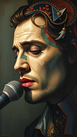 Bosch painting style , a face of a singer