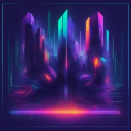 Cyberpunk Abstract Colorful Electronic Music Album Cover (featuring colors navy-blue purple red neon-green and orange).