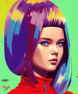 portrait illustration, pop art, splash painting of kristina pimenova, art by ilya kuvshinov, greg rutkowski and makoto shinkai, dan mumford, artstation