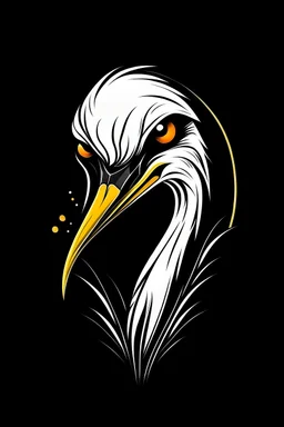 crane bird face game logo and black background