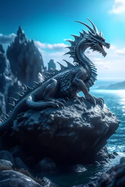 Ultra realistic photo of Dragon sitting on top of a rock next to a body of water concept ,full size, science, technology,future,electric ,futuristic style, design, practicality,manufacturability,performance, performance, HOF, professional photographer, captured with professional DSLR camera, trending on Artstation, 64k, full size, ultra detailed, ultra accurate detailed, bokeh lighting, surrealism, background,(((realism, realistic, realphoto, photography, portrait, , realistic, beautiful, elegan