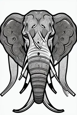 Simple Line art close up elephant head