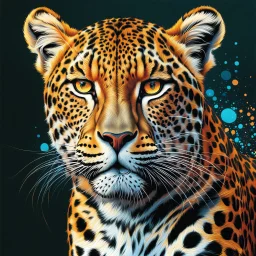 Imágen de arte lineal de leopardo, calidad ultra, hiperdetallado, 8k, colores complementarios