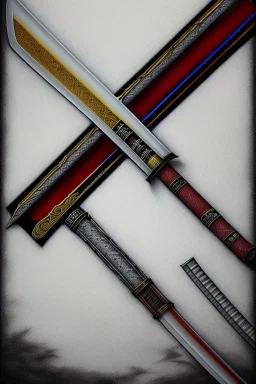 katana on a table, photorealistic, hd, traditional, detailed