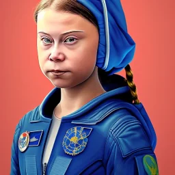 portrait of Greta Thunberg from space