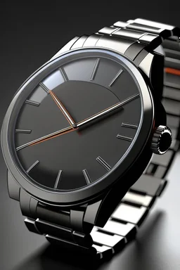 "Create a realistic image of a modern stainless steel wristwatch with a minimalist design, showcasing the watch face and strap details in sharp focus."