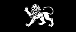 heraldry Lion, full body , black and white simplified vector logo