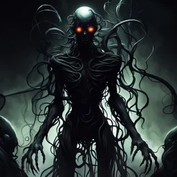 Humanoid, pitch black, tendrils, containment breach