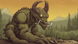 Cartoon deathclaw smoking weed