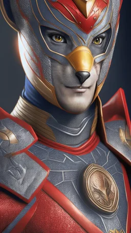 Superhero, meerkat mask, male head, male mouth and nose, hyper realistic, intricately detailed armor, novelty, cinematic, 4k