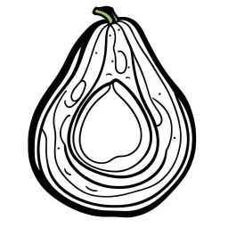 bold and easy Coloring page for toodlers, with a avocado, very Bold outlines and white background, minimum amount of details, very simple, very thick outlines