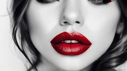 ink design, love, red lips,