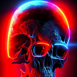 hundreds of non-anatomically correct, dark comic art, graphic novel,human skulls stacked into a wall unusual neon lighting, high velocity, 64k, dystopian, vray,