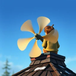"Karlsson på taket" a movie by Astrid Lindgren, a spinning propeller on the back