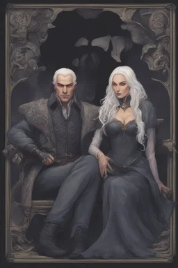 Strahd Von Zarovich with a woman with white hair