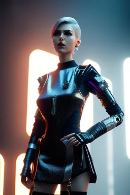 Cyberpunk Dominatrix, high detail, volumetric lighting, tiny features, intricate detail,volumetric clouds