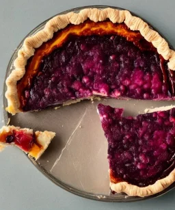 Photorealistic slice of pie with cosmic filling inside