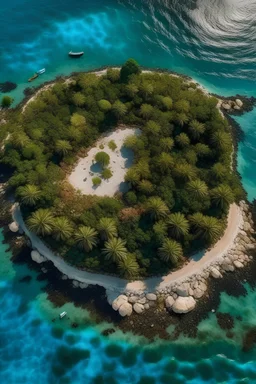 aerial view of a dessert island