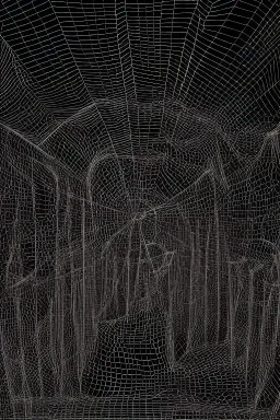 spiders in 3d scary dark room Escher style